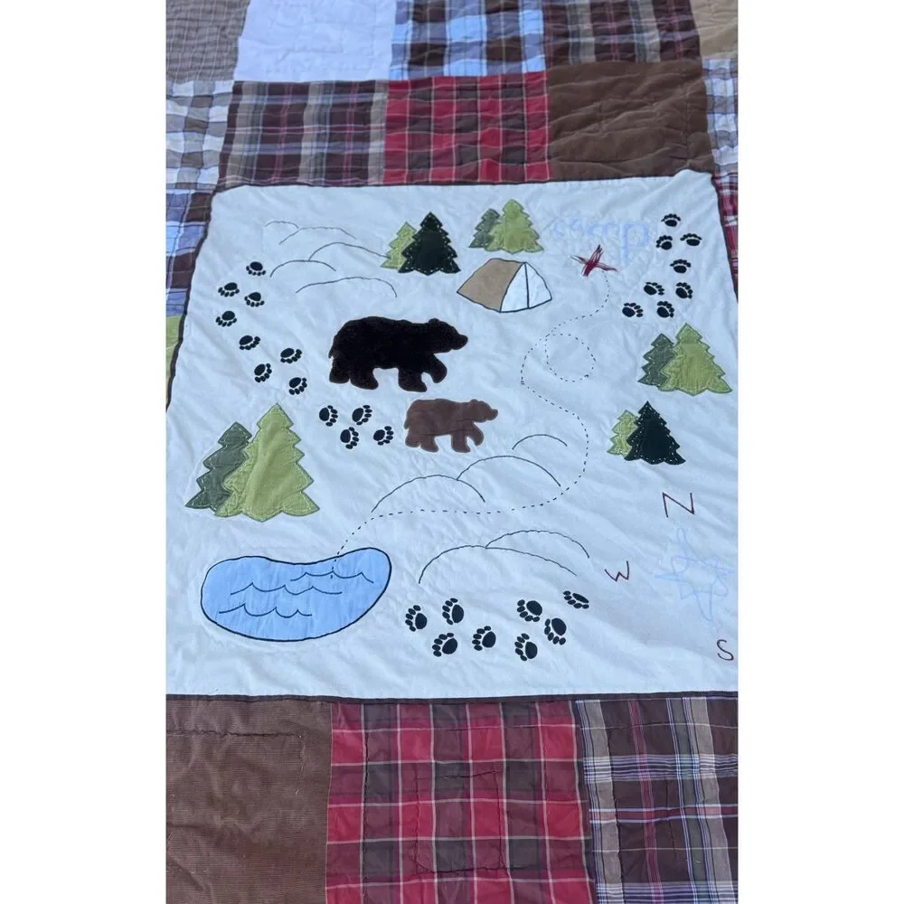 Woolrich Kids Big Bear Campground Quilt Full Queen 80x80 Pillow Sham Cabin